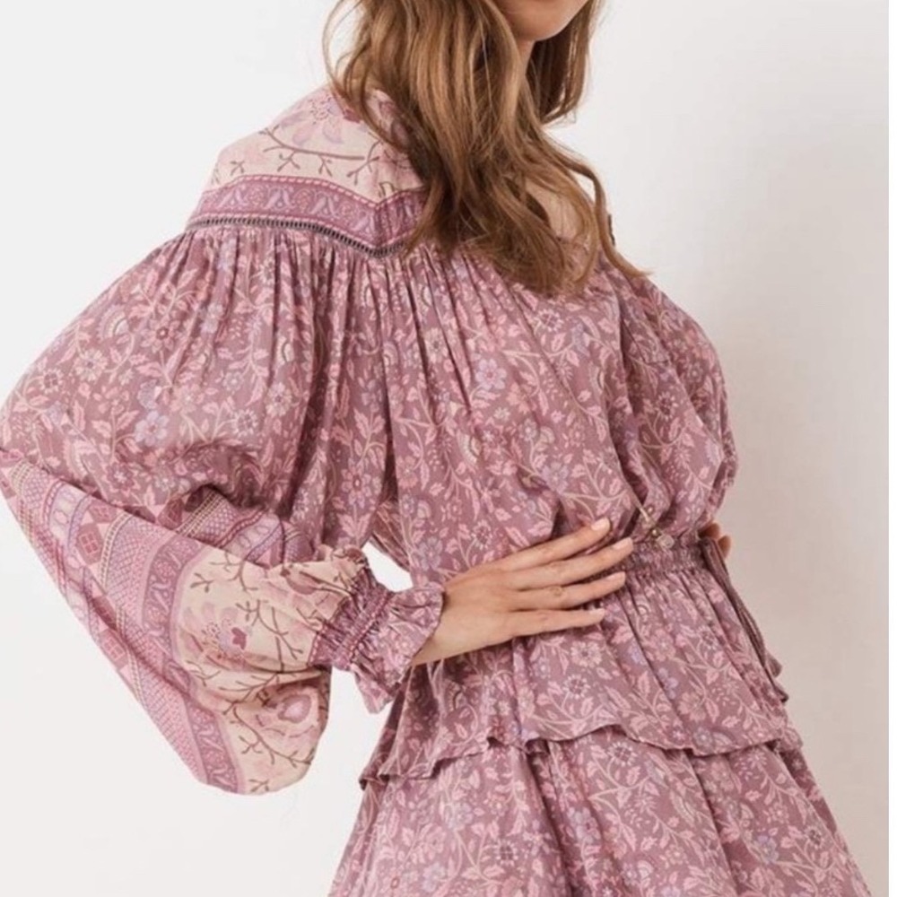 SPELL & THE GYPSY Collective Dahlia‎ Blouse Purple Metallic Boho Size small